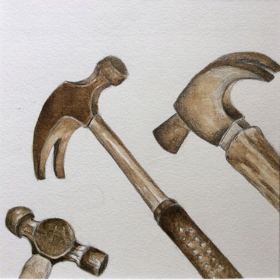 Gathering of Hammers. Painted with coffee